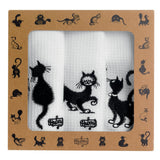 Lot de 3 torchons Dubout Les chats brodé Blanc 40 x 60