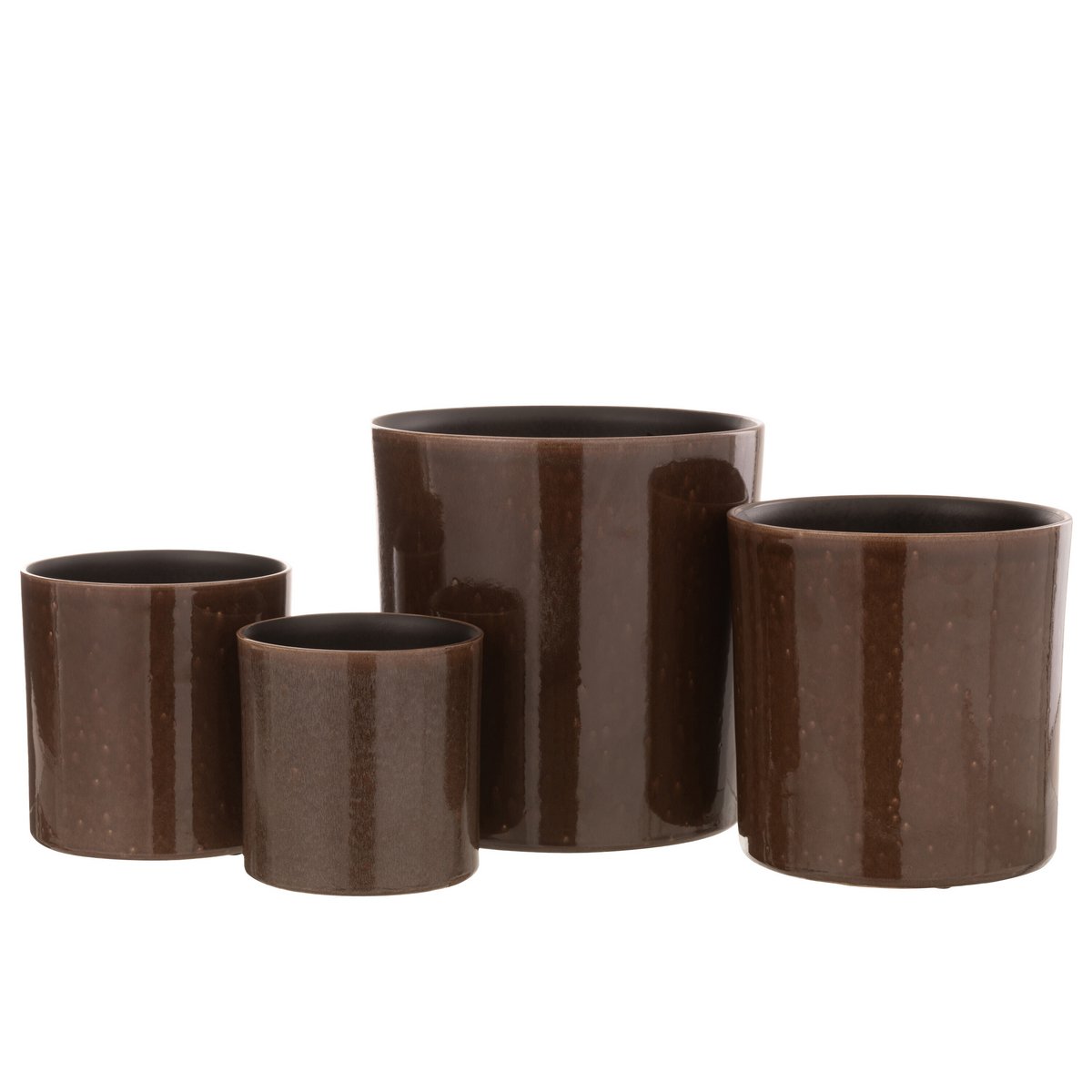 Détail du pot Flek en céramique marron, mettant en valeur sa texture