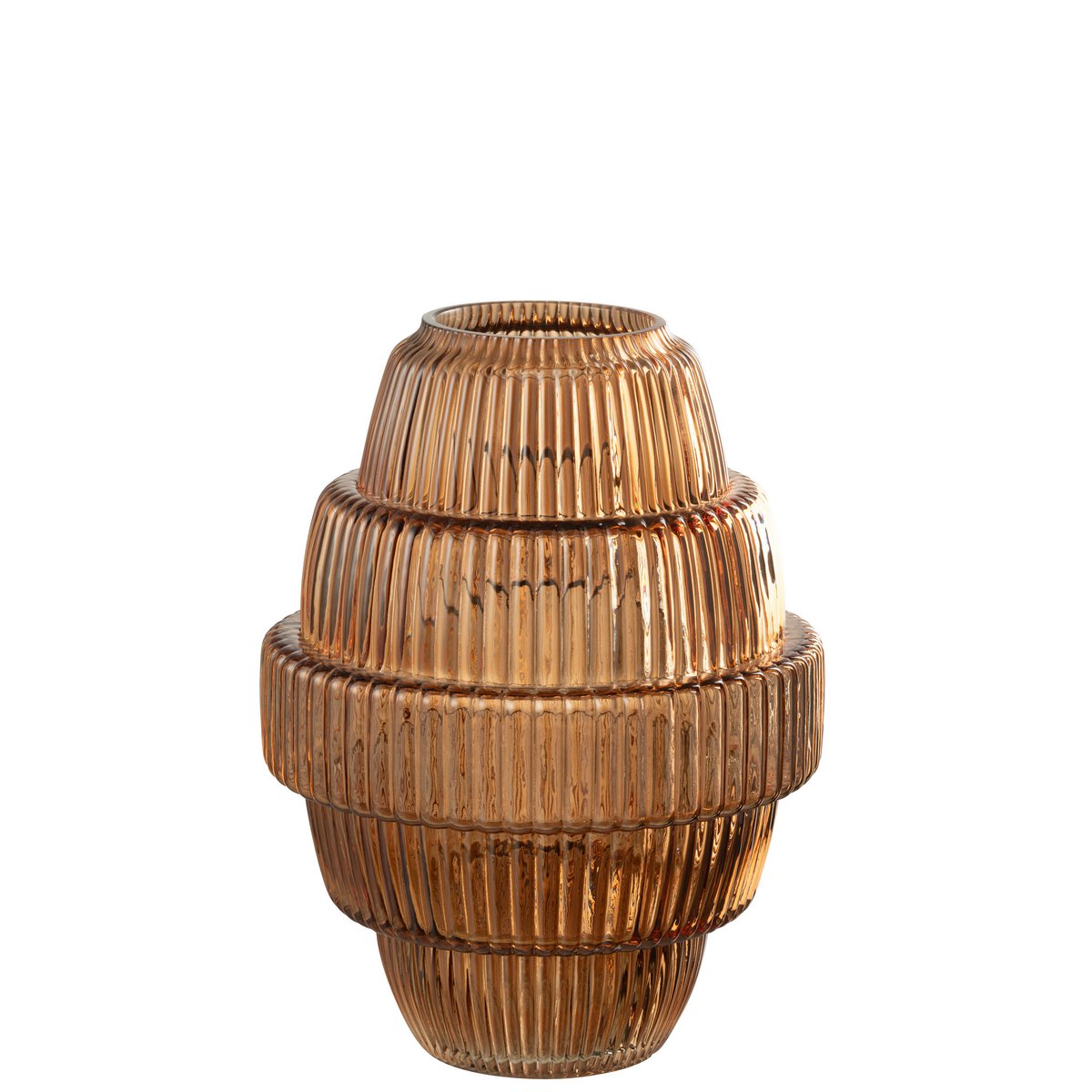 Vase Max J-Line en verre marron, vue avant avec bouquet