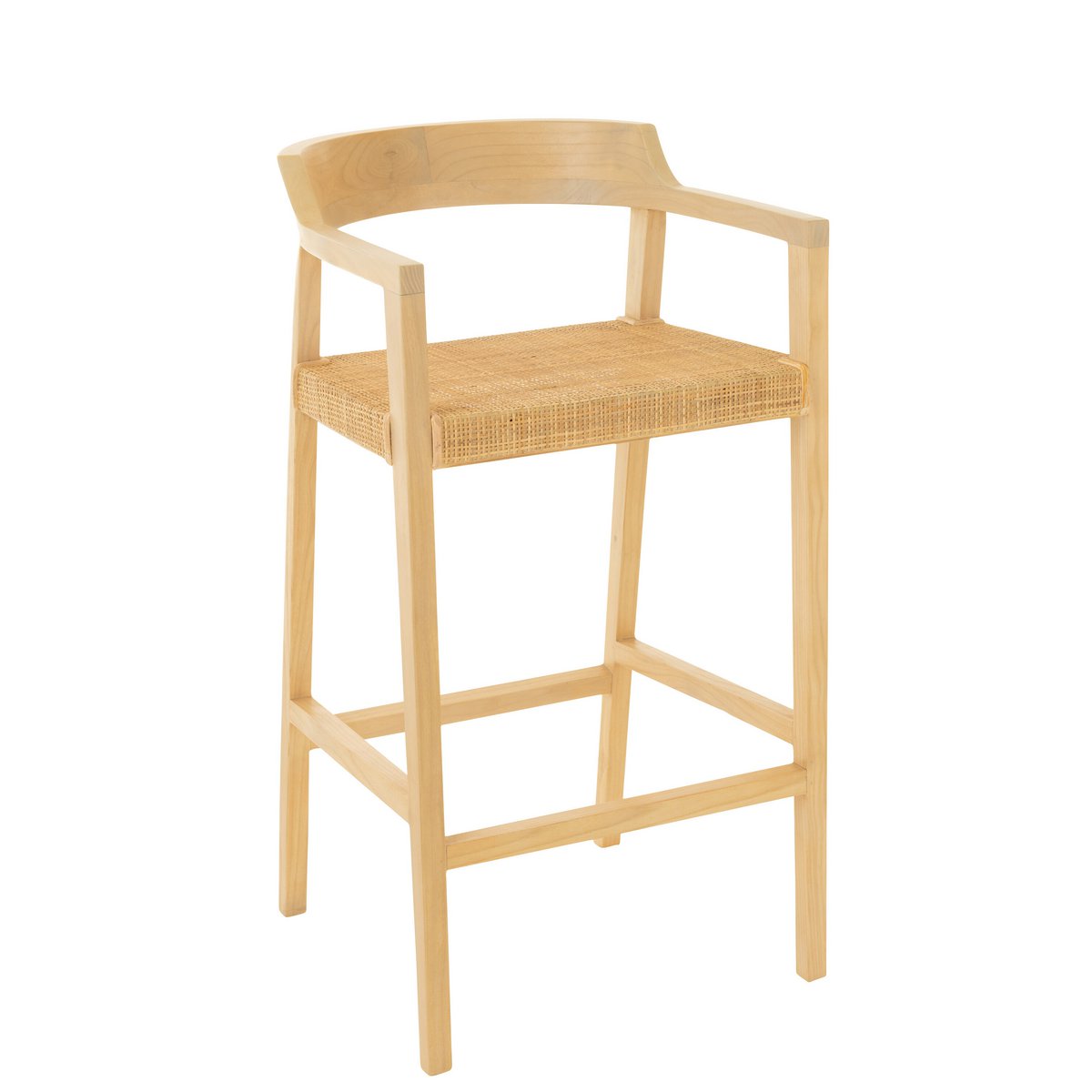 Chaise de bar J-Line Emma en bois naturel, mise en scène dans une cuisine