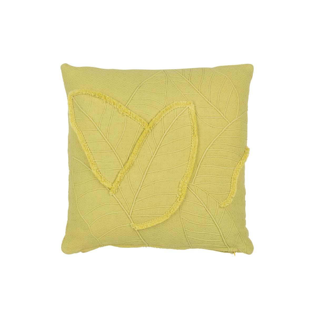 Coussin J-Line Leaves sur une table basse, style élégant