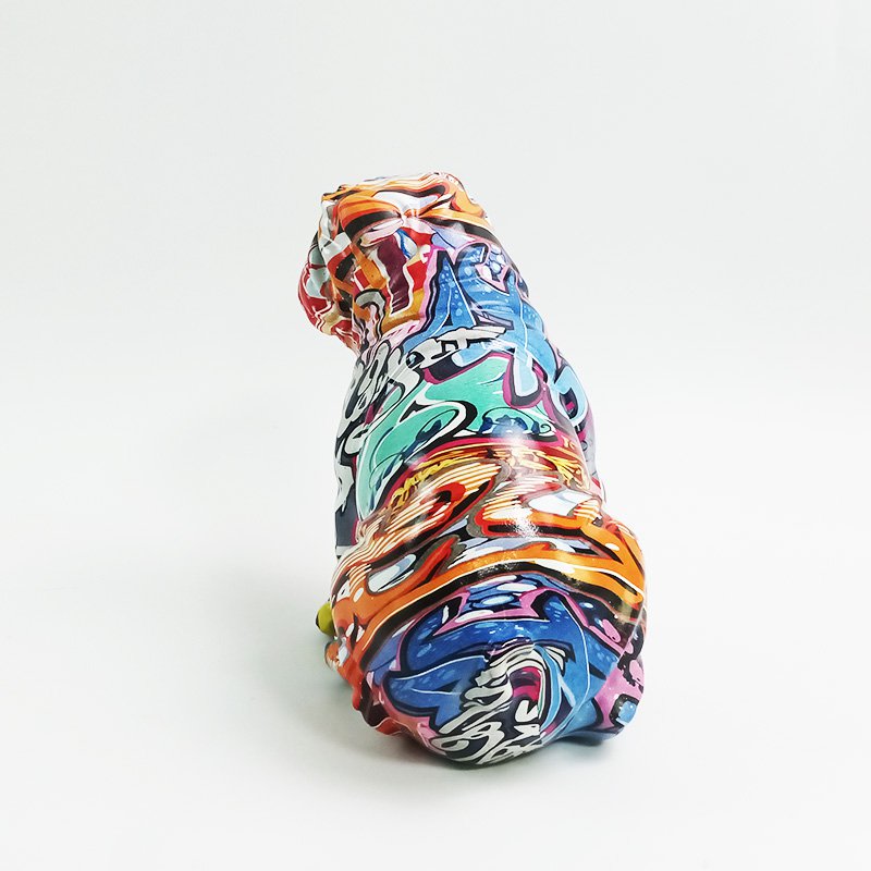 Bouledogue en polyrésine coloré, décoration élégante et moderne