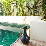 Vase noir petit vase décoratif moulé à la main en argile pour fleurs séchées ou fraîches SELAYAR
