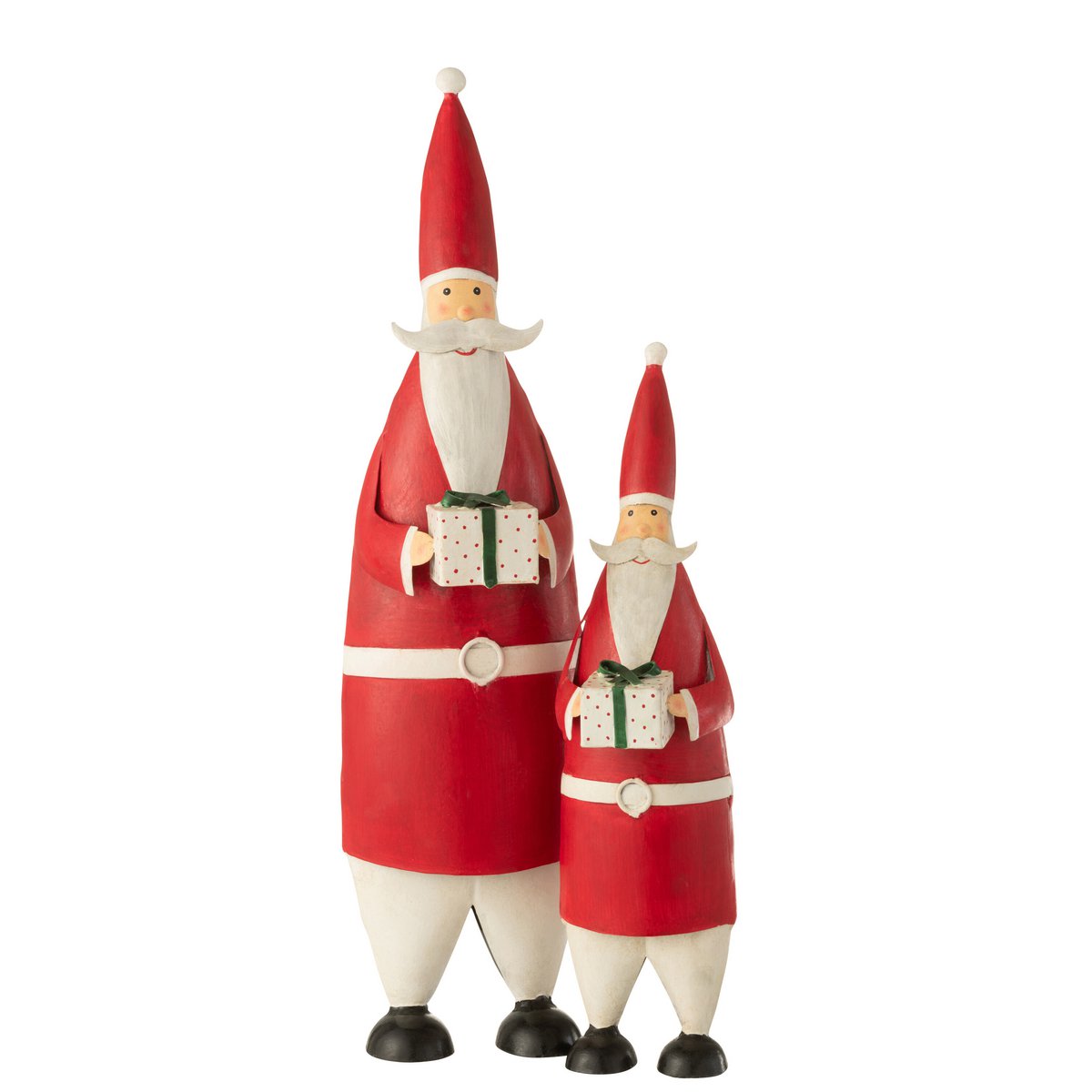 Figurine Noël Père Noël J-Line en métal blanc et rouge, vue de face