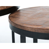 Table basse set de 2 table d'appoint table de salon ronde Austin structure métal argent antique ou noir