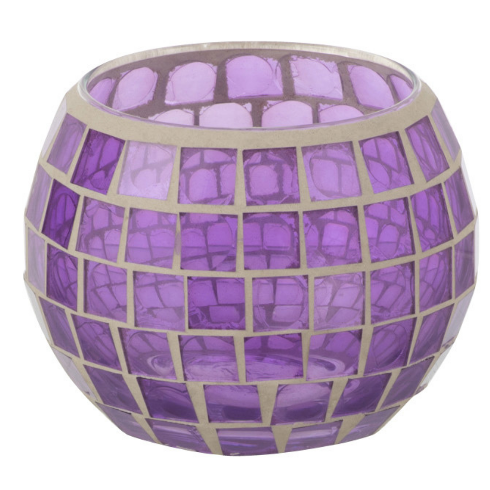 Lanterne J-Line Mosaic Round en verre violet, vue de face