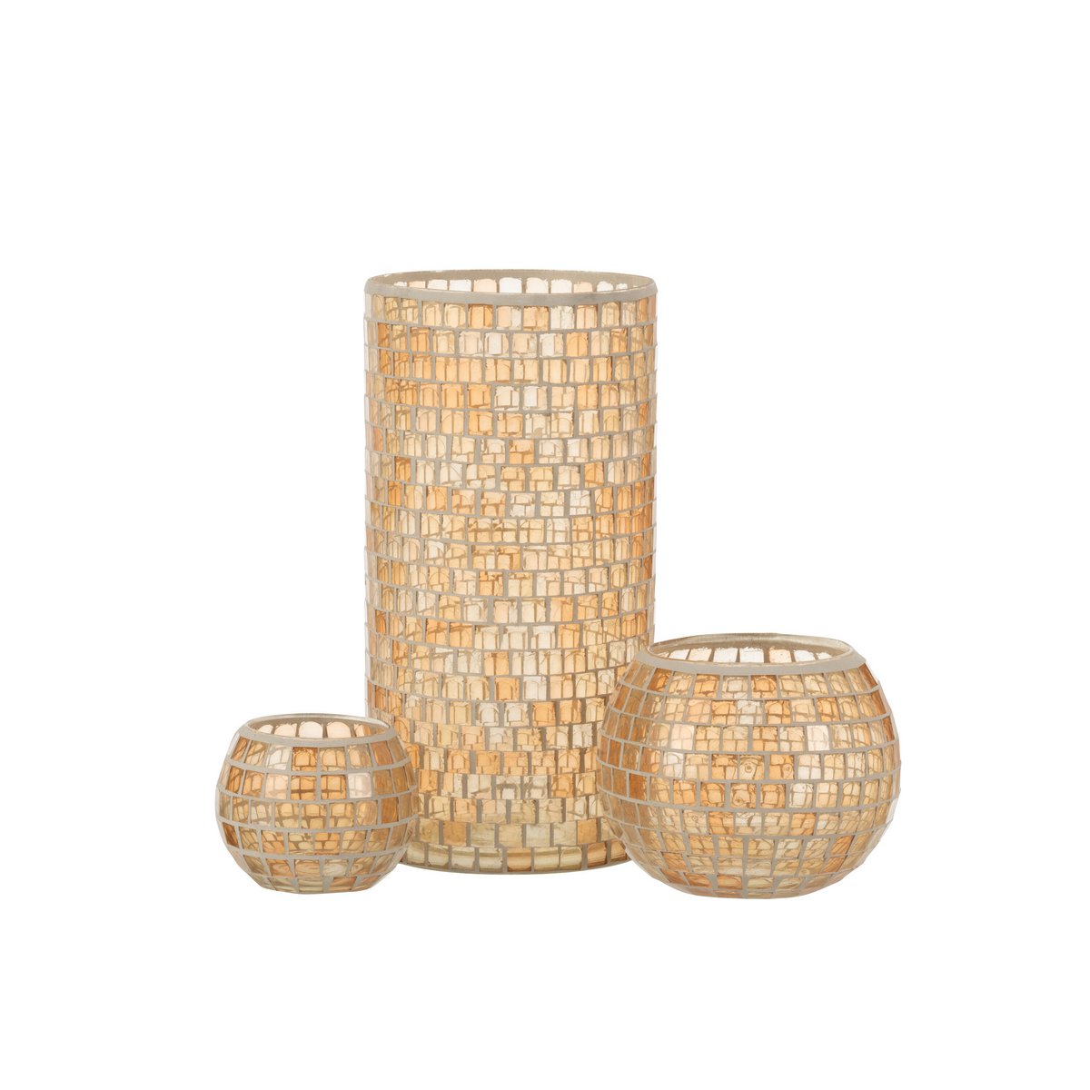 Vase mosaïque rond en verre orange de 29 cm - Intérieur vide