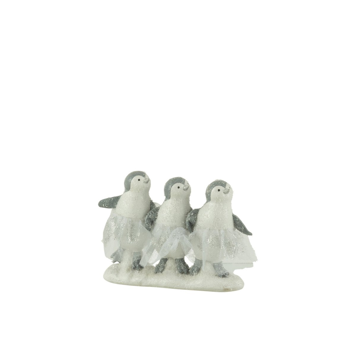 Pingouin décoratif J-Line en polyresin blanc et gris - vue de face
