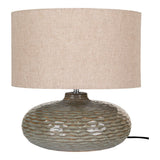 Vue latérale de la lampe de table Oldham avec abat-jour