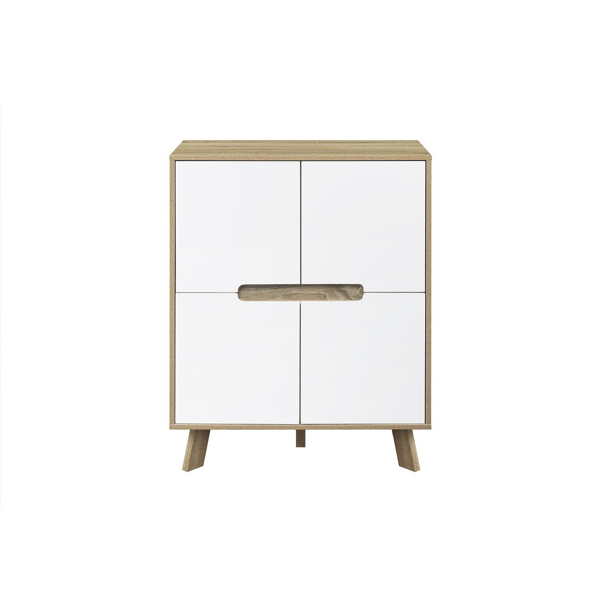 Commode scandinave en bois vue de face avec portes fermées