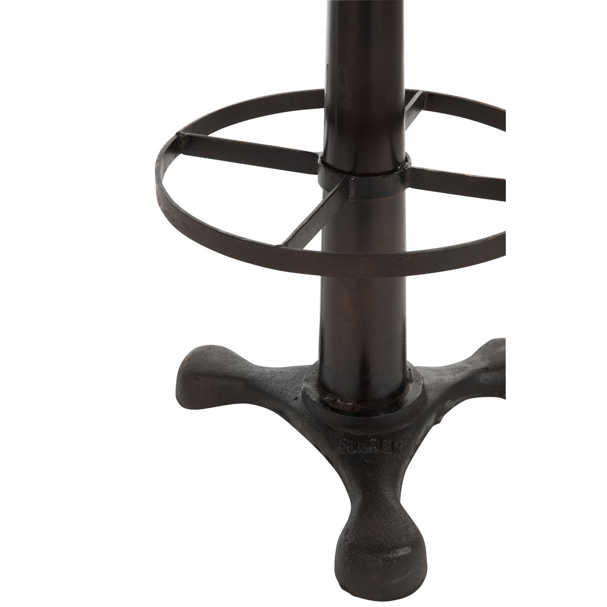 Chaise de bar J-Line en cuir noir et métal, vue de face