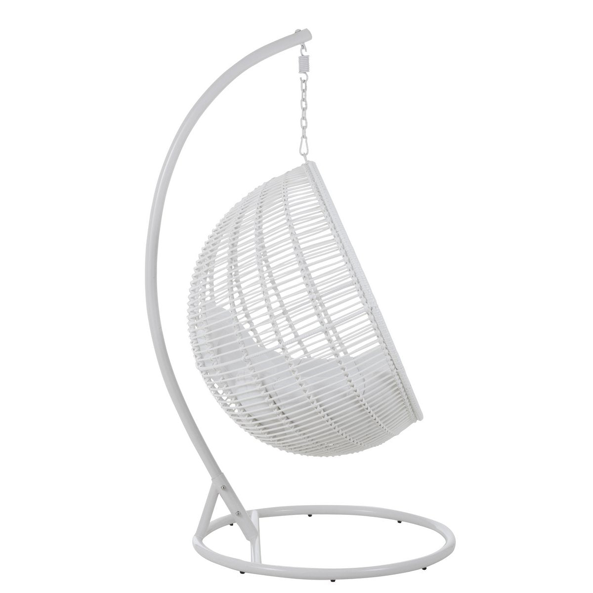 Détail de la chaise suspendue J-Line en acier blanc