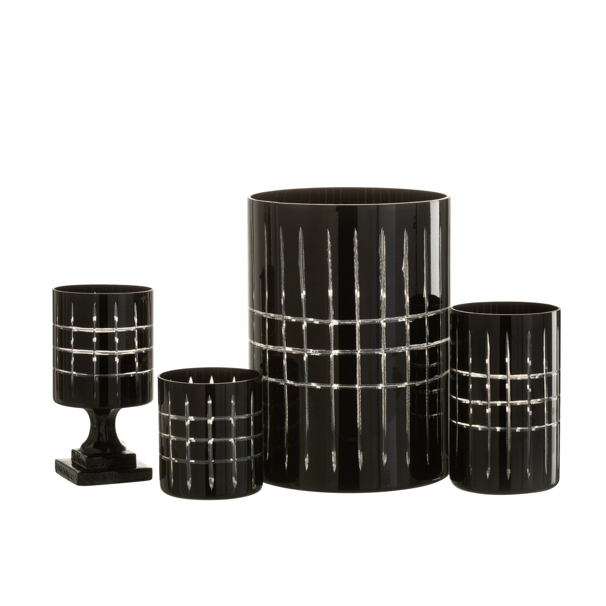 Photophore J-Line Damier noir, ambiance cosy dans un salon