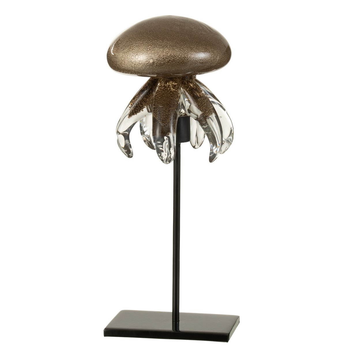 Sculpture Méduse J-Line en verre marron sur pied, vue de face
