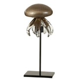 Sculpture Méduse J-Line en verre marron sur pied, vue de face