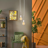 Lampe à LED 5 set avec E14 version 4 Watts, en métal et en verre, ambre