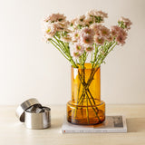 Vase en verre de style Art Déco, couleur ambre, parfait pour un bouquet