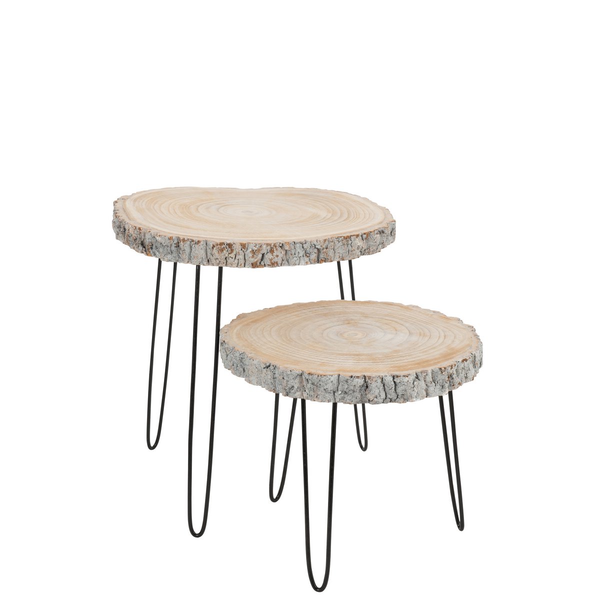 Table d'appoint J-Line Paulownia en bois et fer avec finition grise