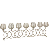 Bougeoir J-Line 8 anneaux Camellé en verre argenté, vue de face