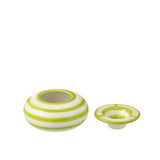 Cendrier J-Line Granade Stripes en céramique blanche et verte, vue de face
