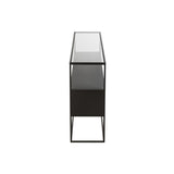 Détail du plateau en verre noir de la console J-Line
