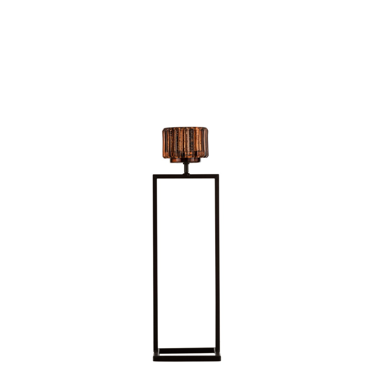 Photophore J-Line en verre marron, gros plan sur le motif et la texture