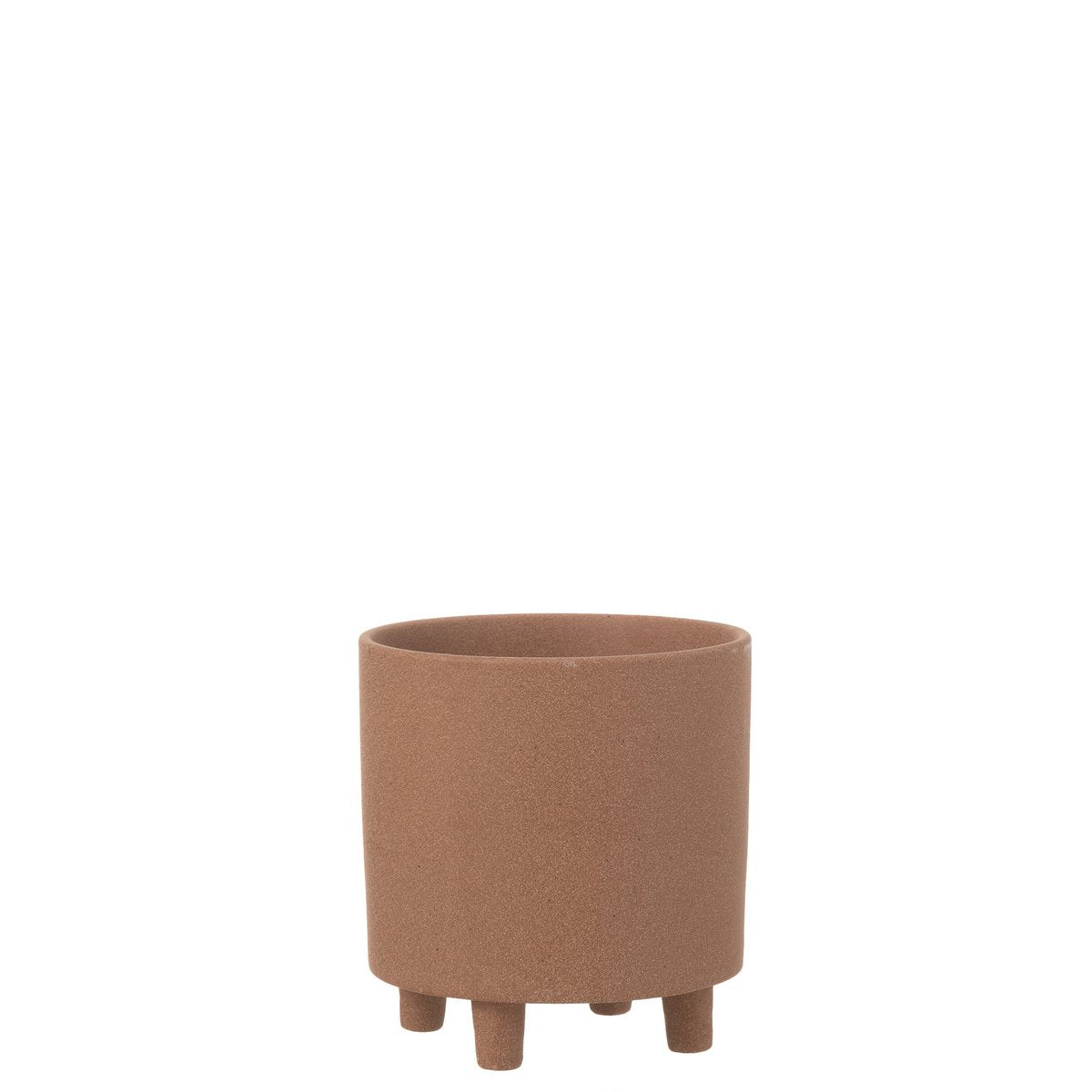 Pot de fleurs Thibault en céramique marron, vue latérale
