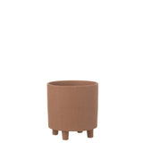 Pot de fleurs Thibault en céramique marron, vue latérale