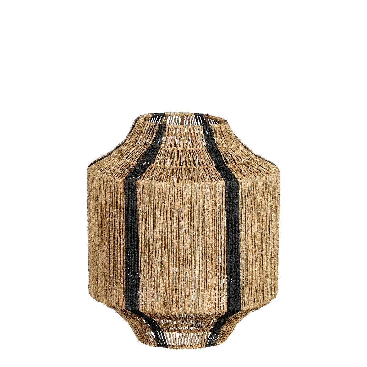 Lanterne Liliano Noir vue de face, design élégant en jute