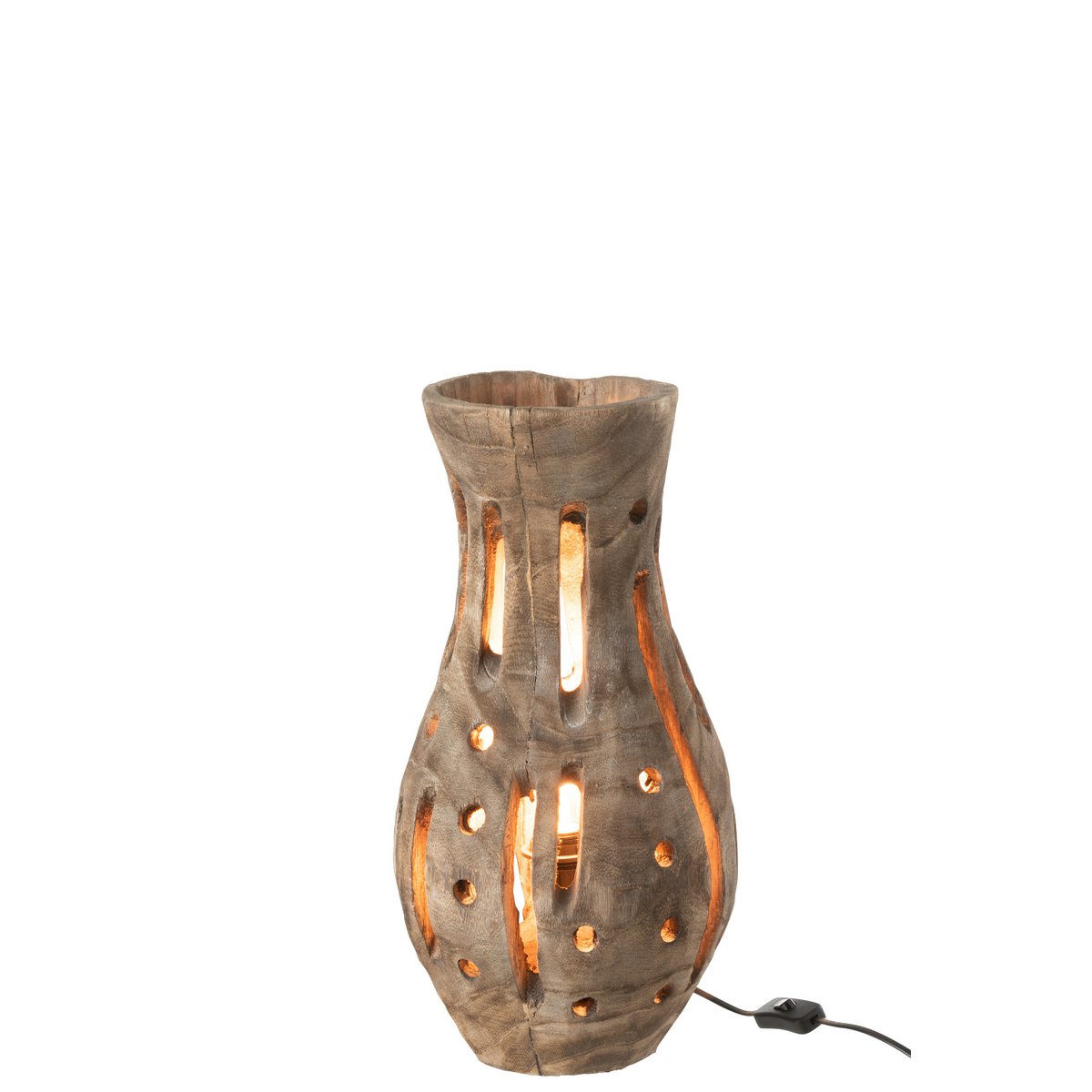 Lampe de table Elisabeth en bois naturel par J-Line, vue de face