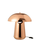 Détail de la finition en cuivre de la lampe champignon