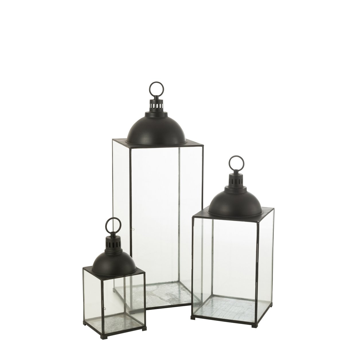 Lanterne J-Line Hagrid - vue latérale mettant en valeur le verre et le métal