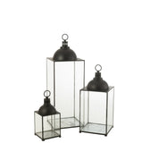 Lanterne J-Line Hagrid - vue latérale mettant en valeur le verre et le métal