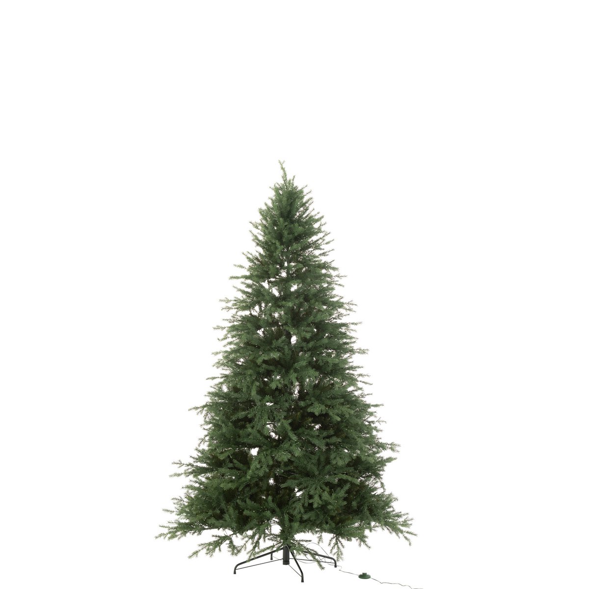 Sapin de Noël J-Line vert avec 3000 LED illuminé dans un salon élégant.