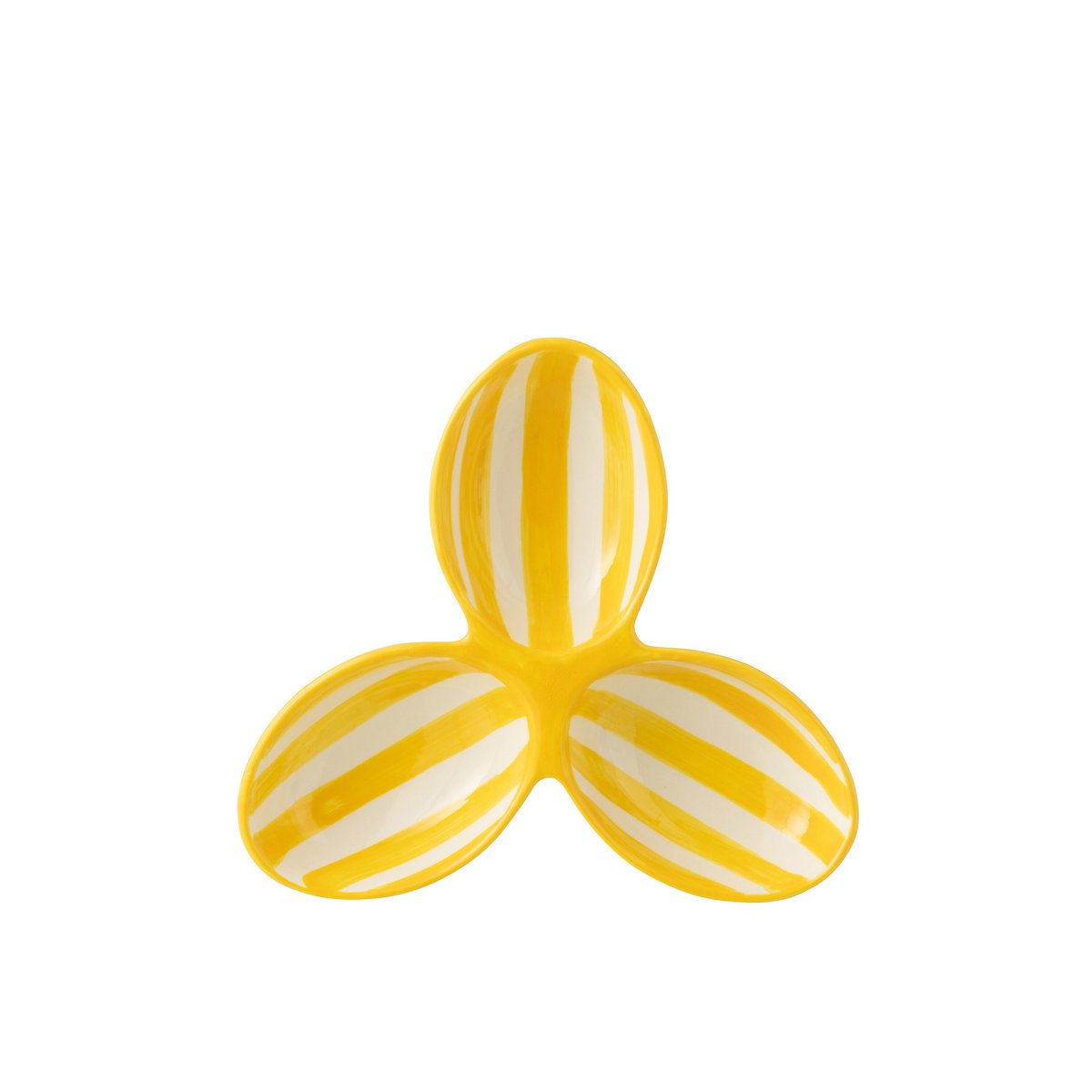 Assiette J-Line Scale Grenade Clover vue de face, céramique blanche et jaune