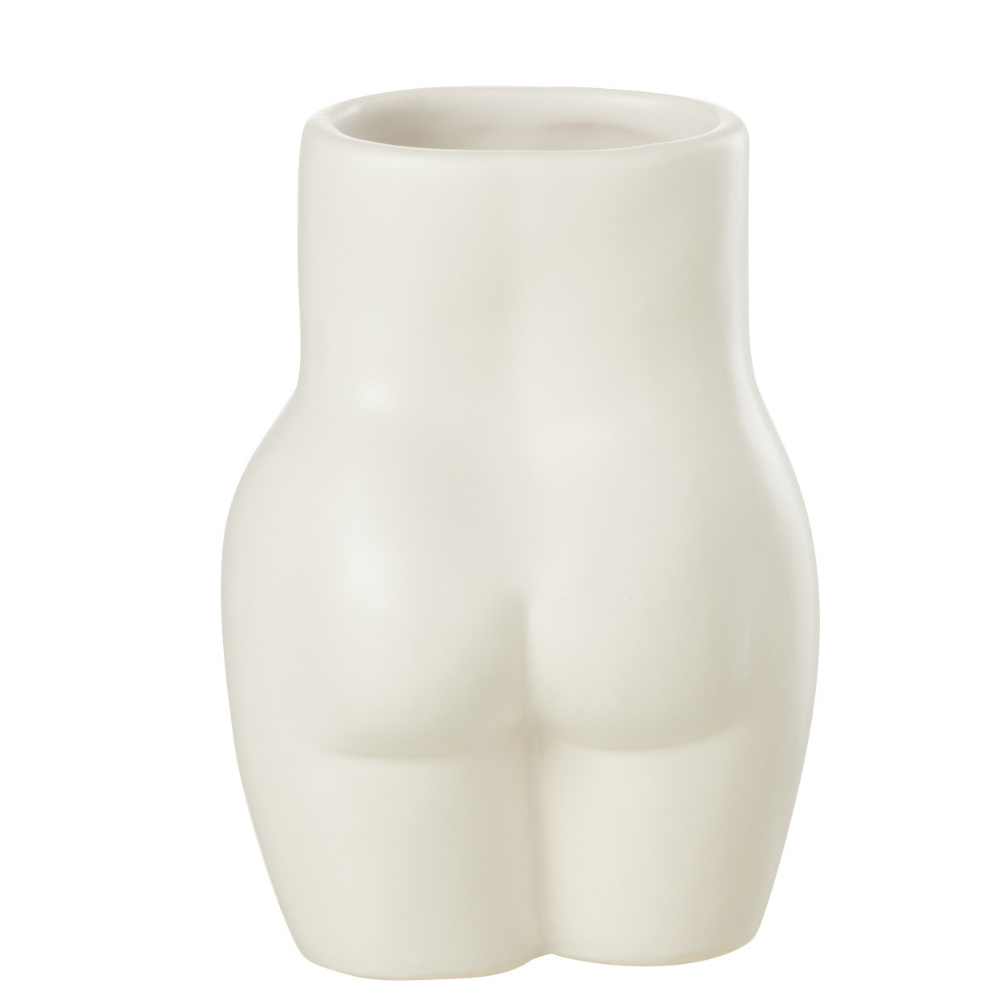 Vase J-Line Flowerpot en céramique blanche, élégant et moderne