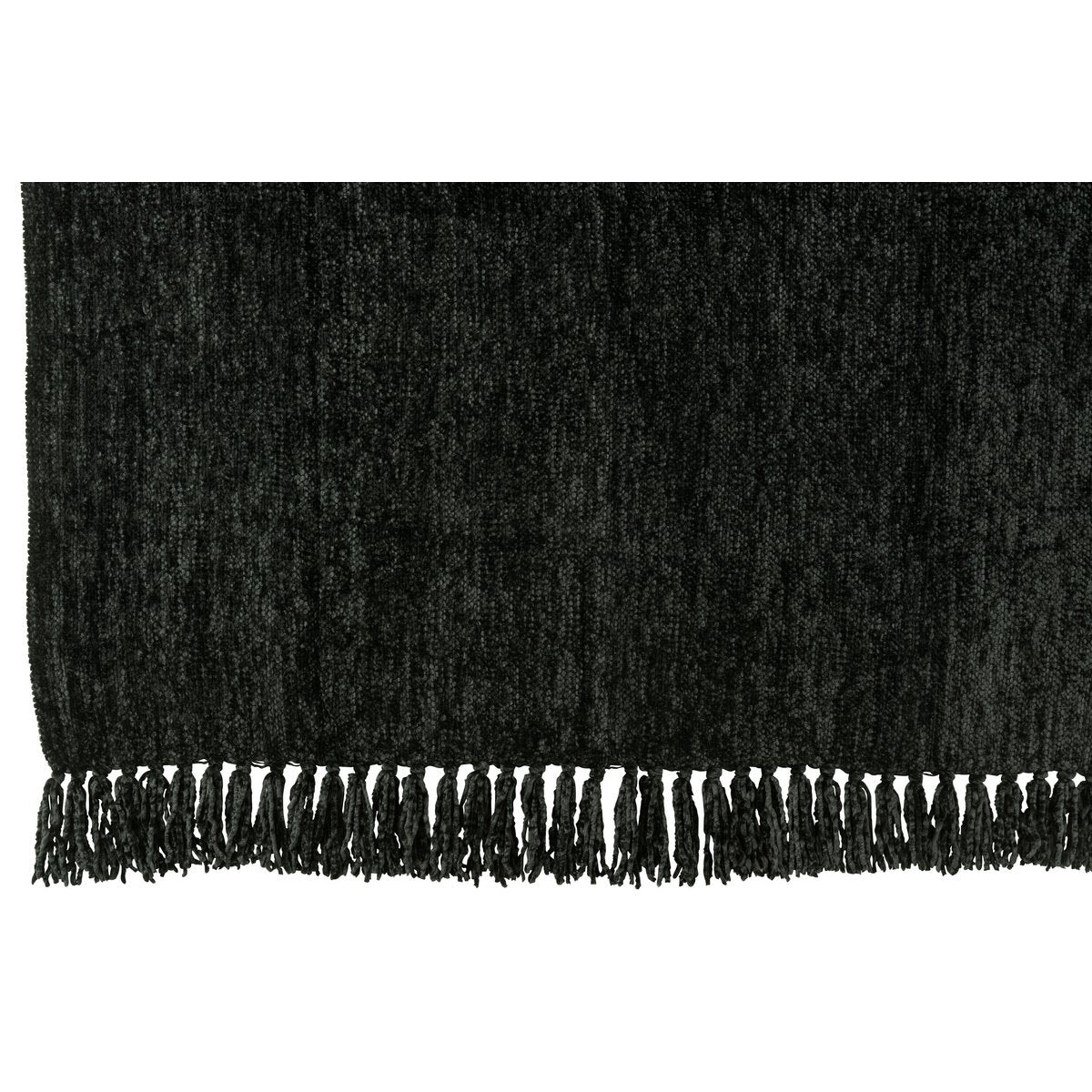 Couverture J-Line en chenille noire, vue d'ensemble élégante.