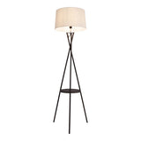 Lampe debout avec table "Tora" intégrée en métal collé et matériau textile coloré naturel, 158 cm de haut Ø 51 cm, E27