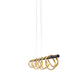 Le pendentif LED "Belleza", le pendentif en métal moderne et le plastique noir, l'or et le blanc, avec des LED fermement construites, 100 cm de long. L'éclairage idéal pour le salon, la salle à manger ou la cuisine.