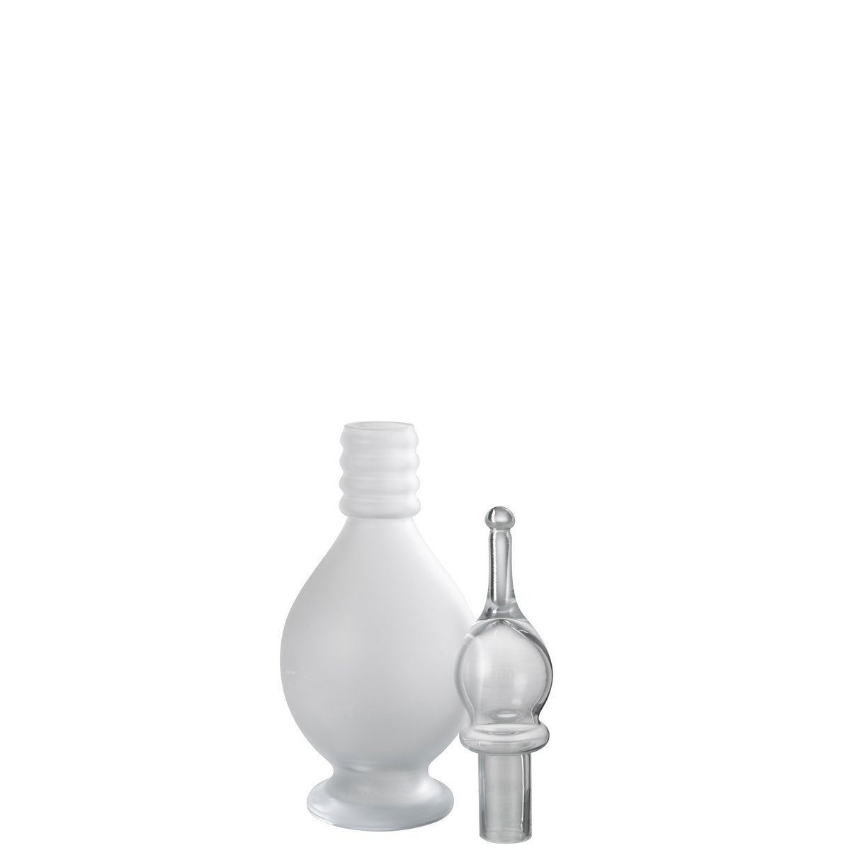 Détail du vase Joey en verre, mettant en avant sa transparence