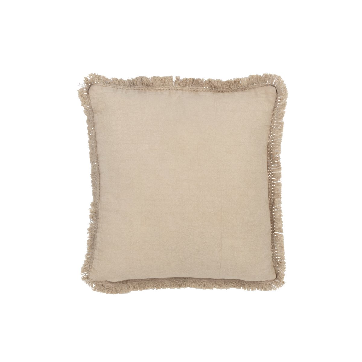 Détail du coussin J-Line en coton beige, broderie fleurs