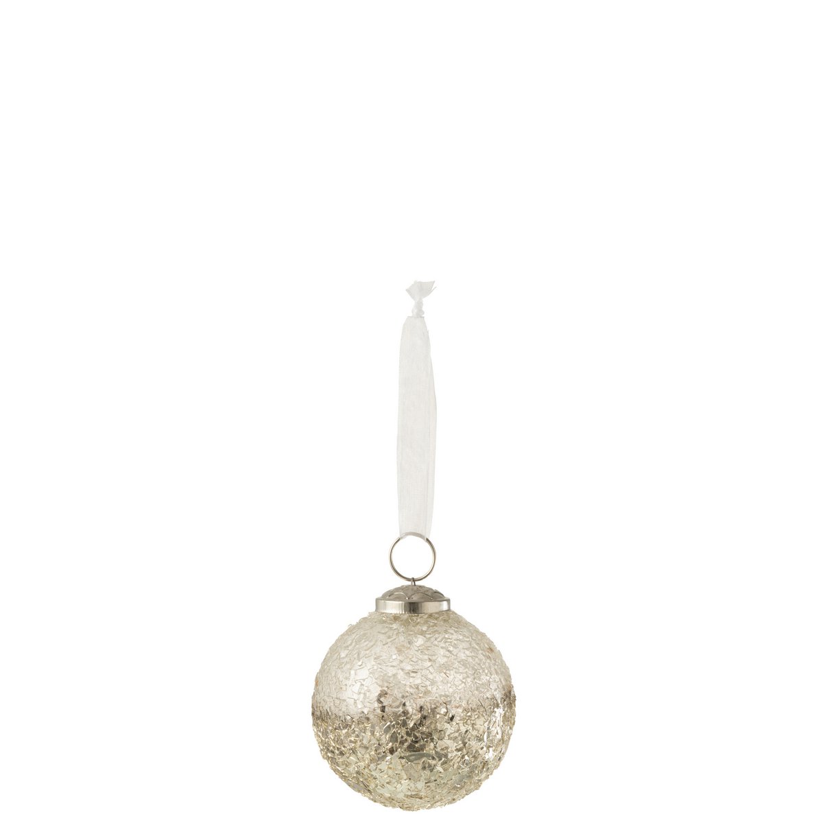 Boule de Noël J-Line en verre argenté, vue de face