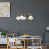 LED PENDANT LAMP 5-FLAME "Varna", lampe pendentielle en métal de couleur en laiton et en verre d'iris, LED fermement intégré, 50 cm de diamètre, éclairage élégant pour le salon, la salle à manger ou le couloir