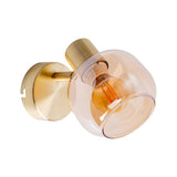 Place mural en verre "Libby", lampe murale classique en métal de couleur en laiton et verre teinté en ambre, avec douille E14, pour salle à manger, salon, couloir ou bureau, 16 cm