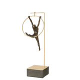 J-Line Gymnast Hoop Beta en polyresine noir et or, vue avant