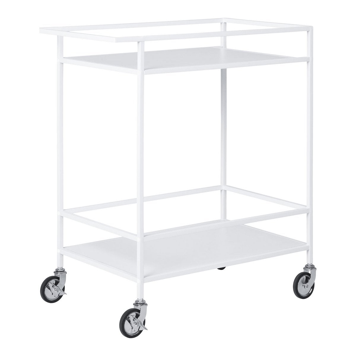 Chariot de bar Vita en acier blanc avec deux étagères