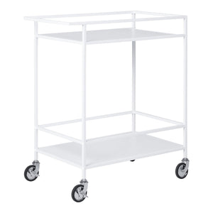 Chariot de bar Vita en acier blanc avec deux étagères