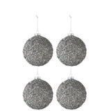Boule de Noël en verre gris fumé J-Line, finition brillante, boîte de 4