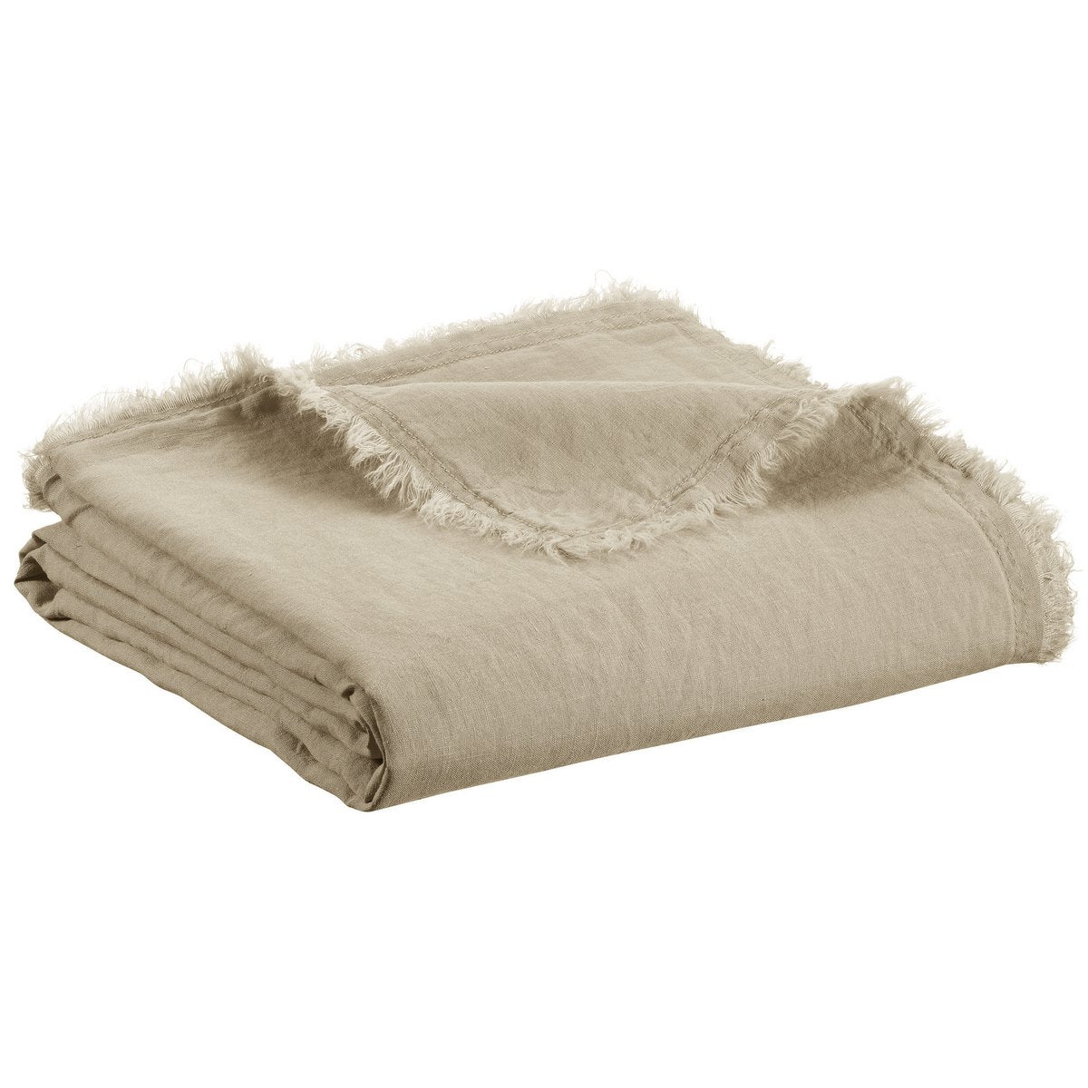 Plaid Zeff Nomade Naturel 130 x 180 - Vue élégante en lin et coton