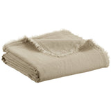 Plaid Zeff Nomade Naturel 130 x 180 - Vue élégante en lin et coton